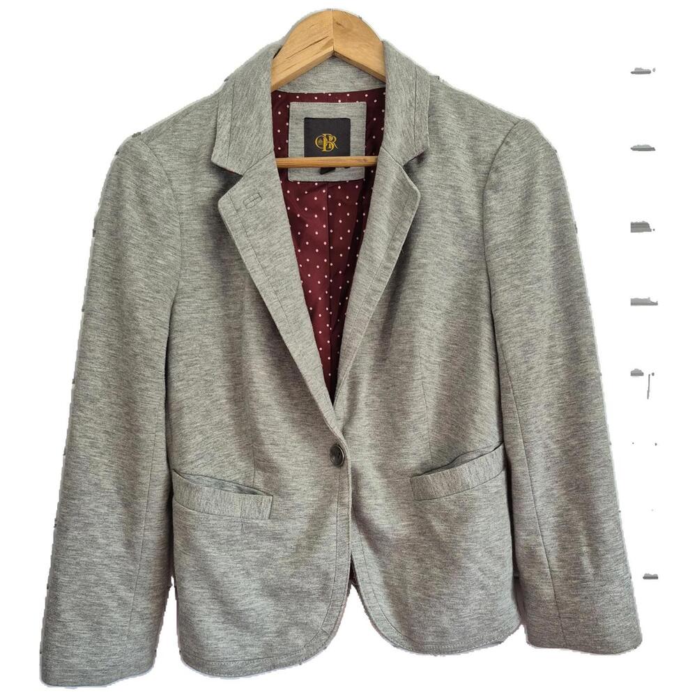 Cbr Blazer Ladies Light Gray Jersey Knit Blazer One Button Closu